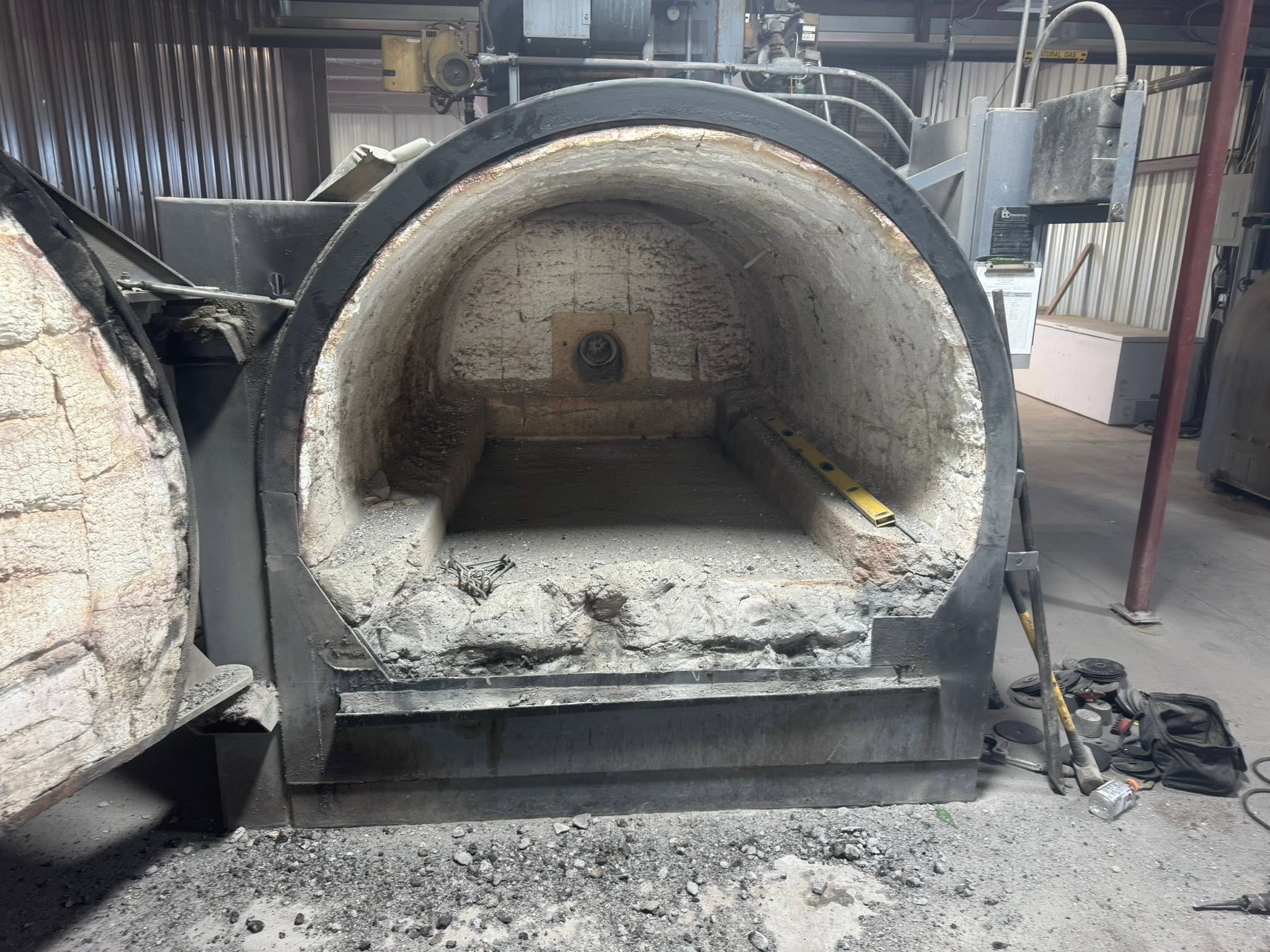 Tunnel kiln car under rebuild