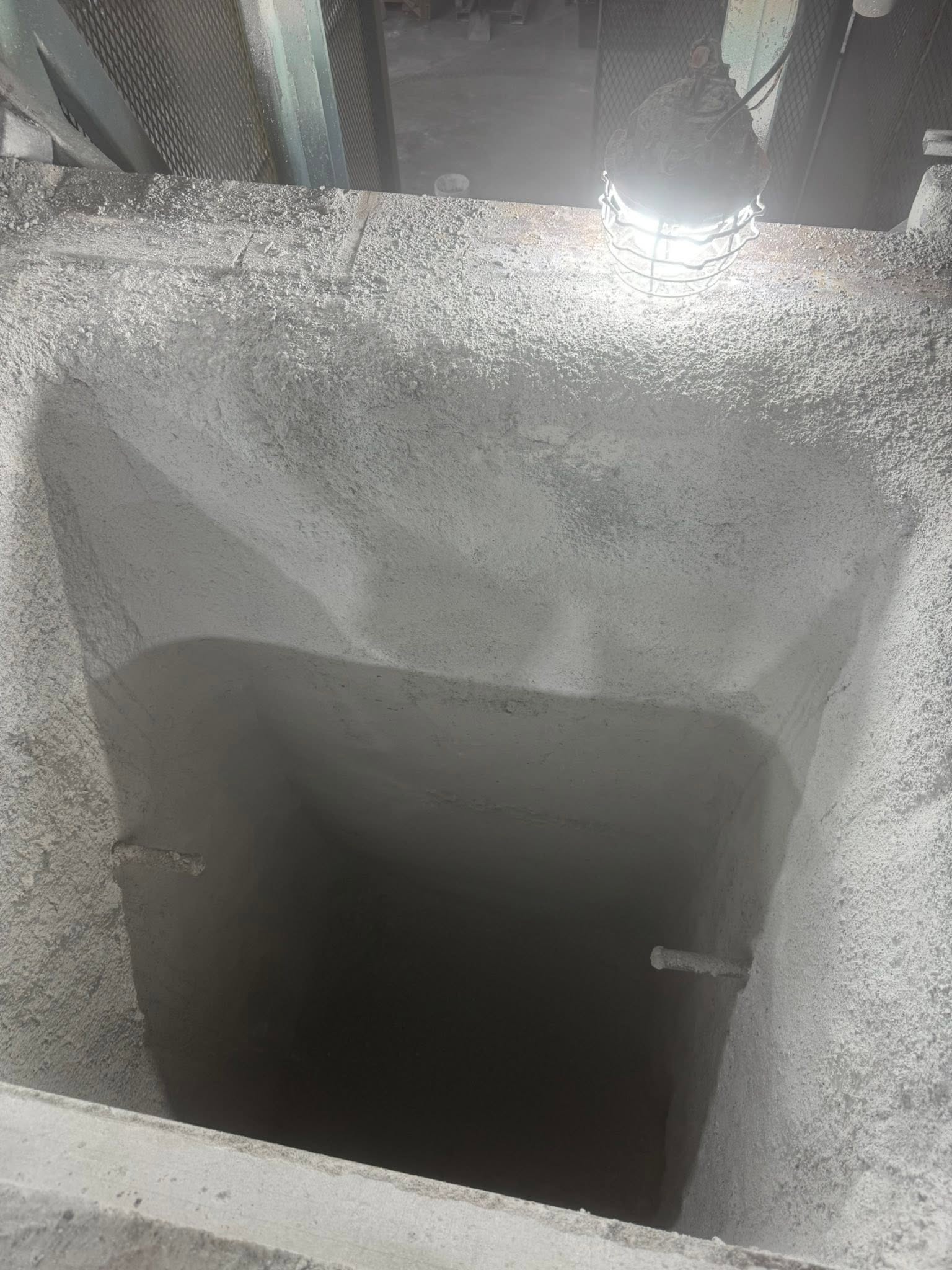 Firebrick lining inside a furnace chamber